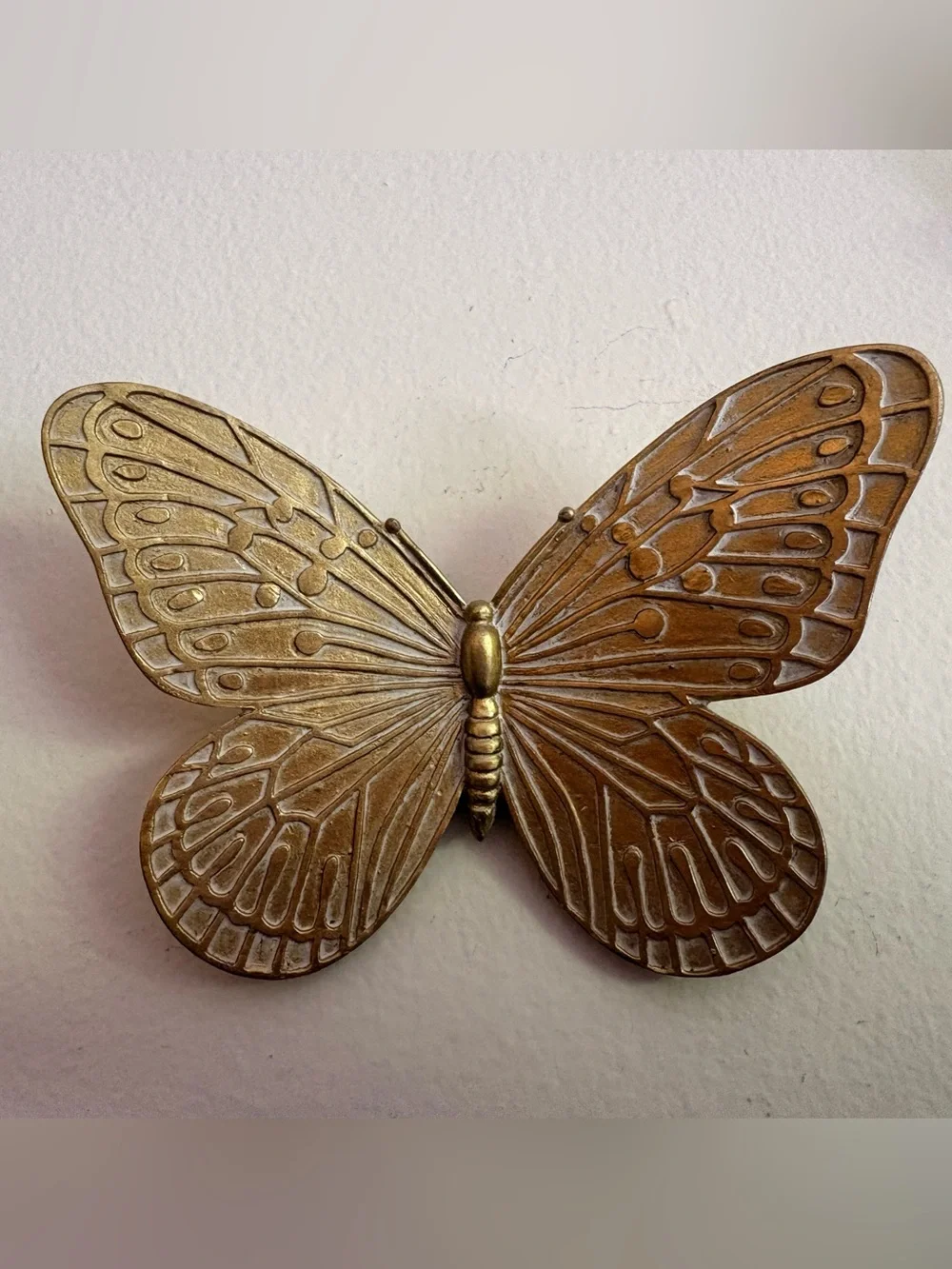 Set of 6 Gold Brass Tone Butterfly Wall Decor Vintage Style